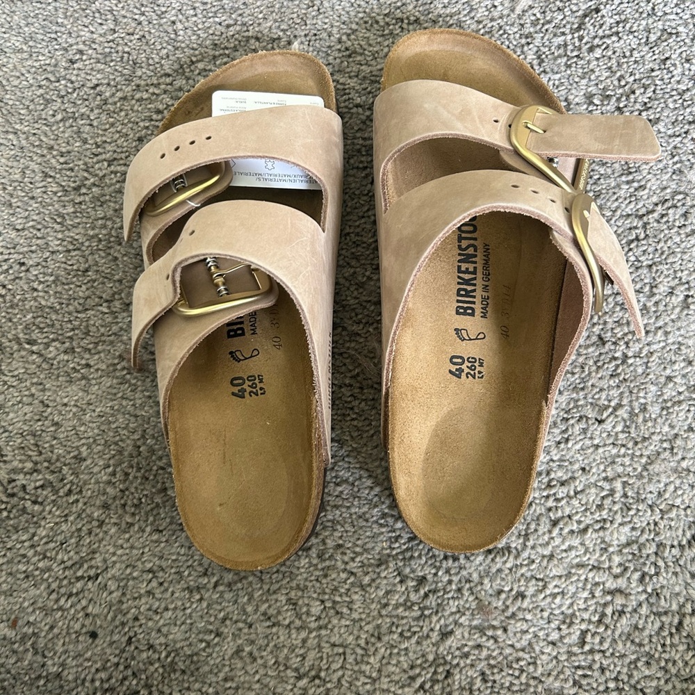 Birkenstock Tan Arizona Sandals with Contoured Footbed